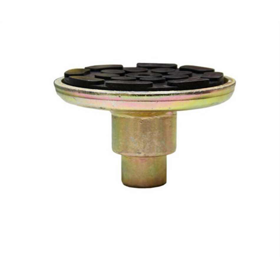 Atlas Automotive Equipment Round Lift Pad Weldment w/ 1 in Shank & Rubber Pad - 1 1/2 in Peg